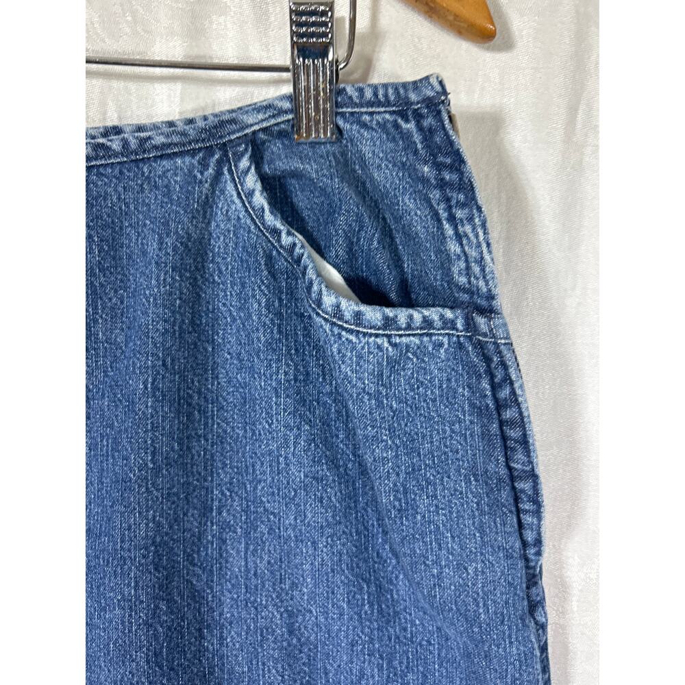 Vintage Denim Maxi Skirt 16 Blue Jean Side Slits Asymmetrical Cotton Modest - Picture 3 of 10